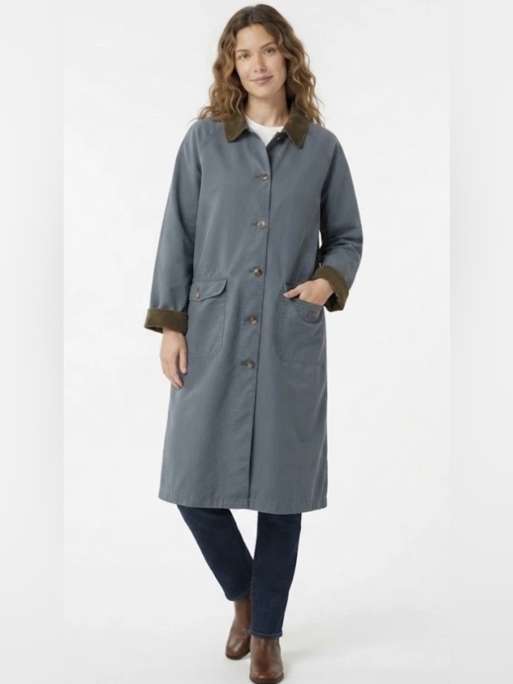Vintage 80’s L.L.Bean Woman’s XL Blue Canvas Barn Coat Chore Long Jacket Western